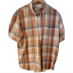 Hunt Club Large Orange and Grey Casual‎ Button Down Collared Tee Outdoorsman